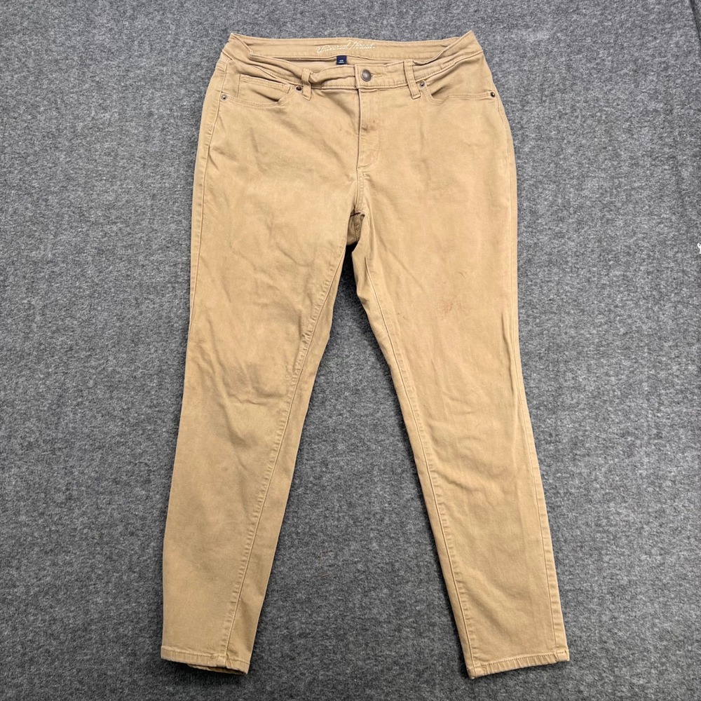 Universal Thread Womens 14W Curvy Skinny Pants Tan Khaki Mid Rise Stretch Twill